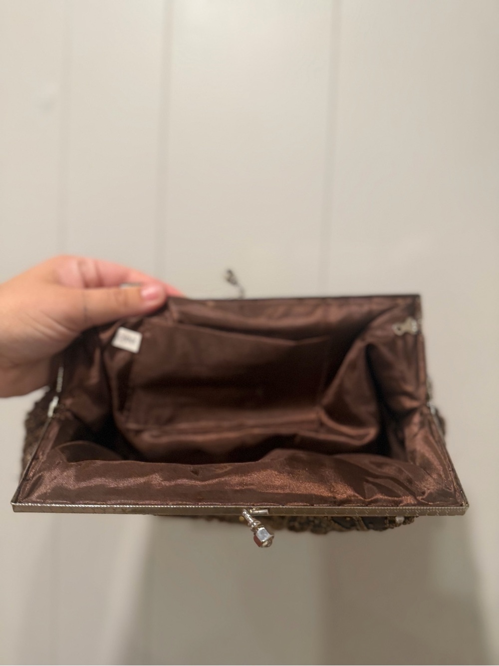 Embellished Brown Beaded Evening Clutch - Picture 7 of 7